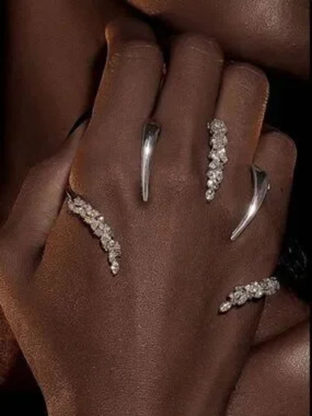 Sculptural Radiance Crystal Cuff Ring Luxury Fashion Jewelry